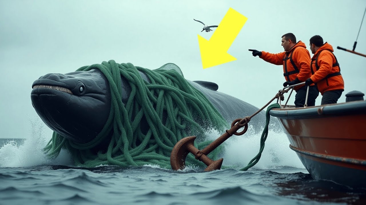 Fishermen Spot Massive Whale Trapped in Net — What They Found Wrapped Around It Will Shock You