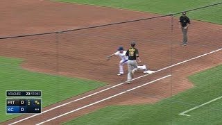 PIT@KC: Volquez gets out of the jam with double play
