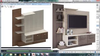 AutoCAD 3D modeling  LCD TV Showcase Tutorial  Apply Material Texture + Rendering