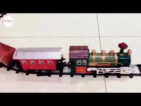 Дитячий розвиваючий інтерактивний набір залізниця 18 предметів ретро поїзд 5 вагонів звук світло станція, видео 1