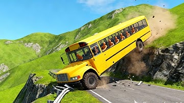 Epic Bus Crash Downhill Cliff 🚧– BeamNG Drive Realistic Destruction (Episode 02)!