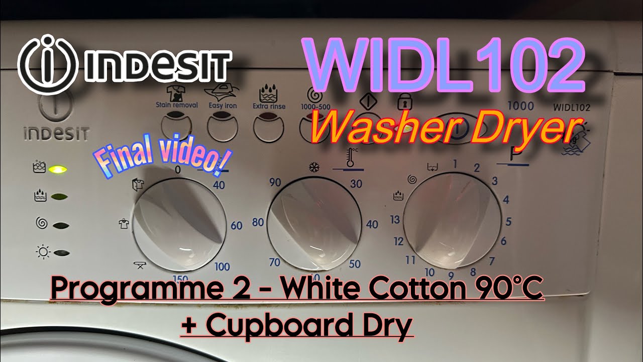 Indesit WIDL102 Washer Dryer P2 White Cotton 90ºC + Cupboard Dry