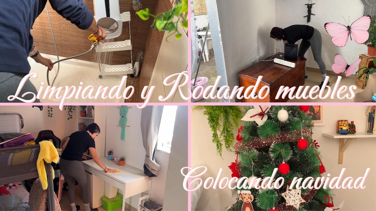 Limpiando y rodando muebles para poner mi decoración de navidad🎄