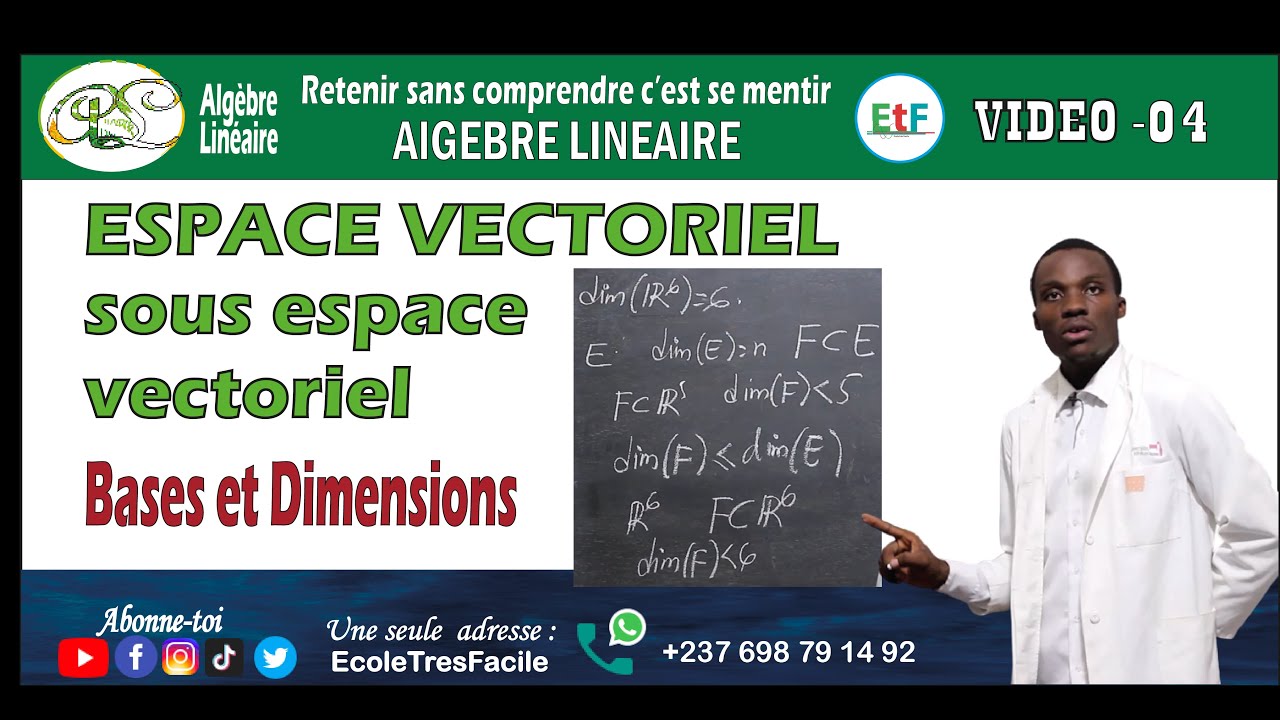 Algèbre Linéaire #4 Espace et Sous Espace vectoriel - Bases et Dimensions