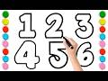 How to draw a numbers 1 to 6--Numbers Drawing and coloring for kids !