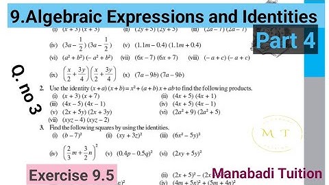 8th class maths| Chapter 9|Algebraic Expressions and Identities| Exercise 9.5 | Q no 3 part 4|NCERT