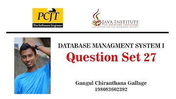 Question Set 27 | Database Management System | Java Institute | Gangul Gallage
