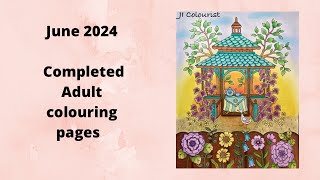 June 2024 completed adult colouring pages