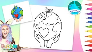 Earth Day Coloring Page For Kids | Coloring A Cute Planet Earth for Earth Day 2021 🌏 | Markers