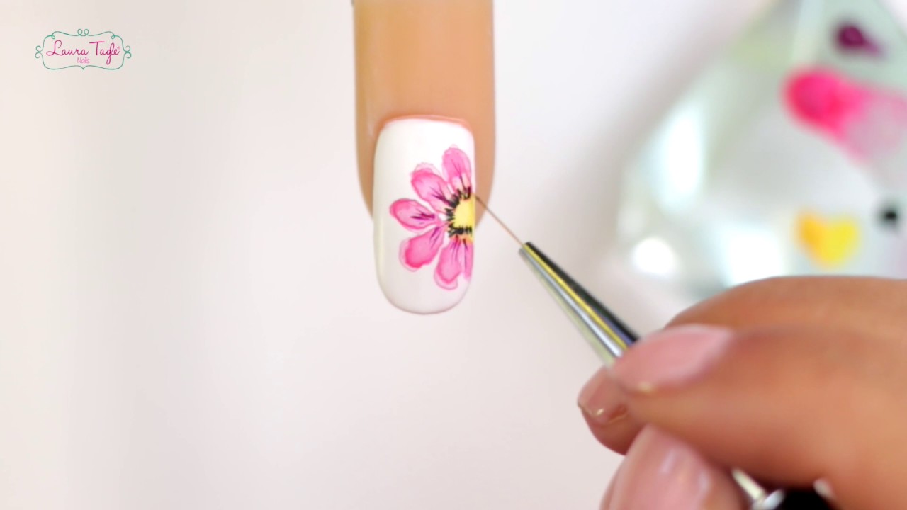 Uñas para principiantes / Flor EFECTO ACUARELA - YouTube