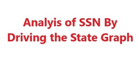 Analysis of SSN By Driving the State Graph, Digital Logic Design, Lecture #53, Dr. Hassan