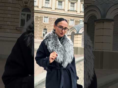 Длинное демисезонное кашемировое женское пальто с экомехом чернобурки 3060 Pазмеры 42- 56, видео 1