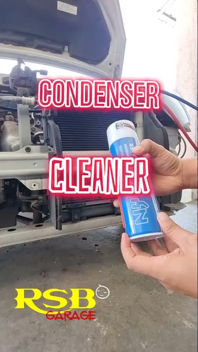 Cleaning the car aircon condenser.