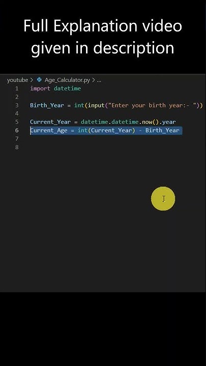 Get Age using only Date of Birth #python #shorts#Howto - YouTube