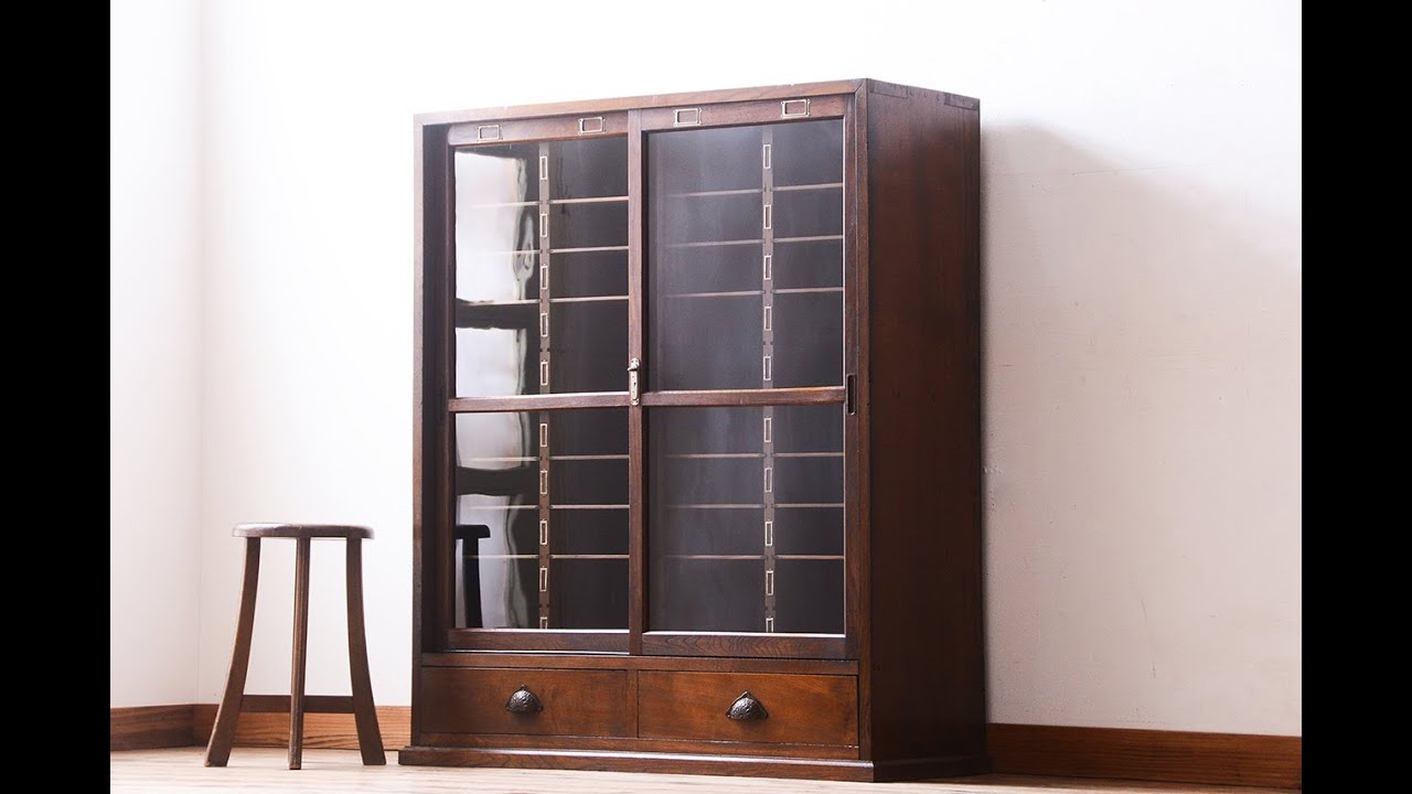 「使い込まれた古い書類棚」 - 古道具アンティーク家具の販売 ラフジュ工房 -