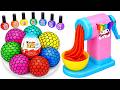 Satisfying Video l How to make Rainbow Noddles with Stress Balls &amp; Nail Polish Cutting ASMR