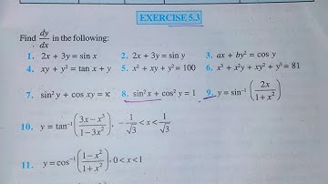 Ncert class 12 maths exercise 5.3 solution | chapter 5 - continuity and differentiability ( Ex 5.3 )