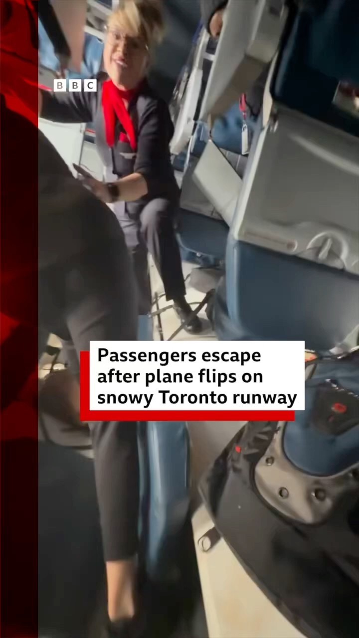 Passengers escape after plane flips on Toronto runway. #Toronto #Plane #BBCNews