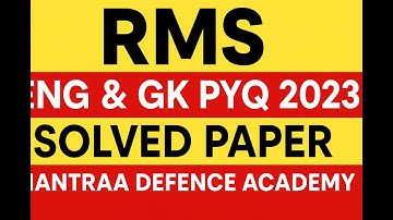 RMS 2023 English & General Knowledge Paper Solved | RMS PYQ 2023 Full Solution