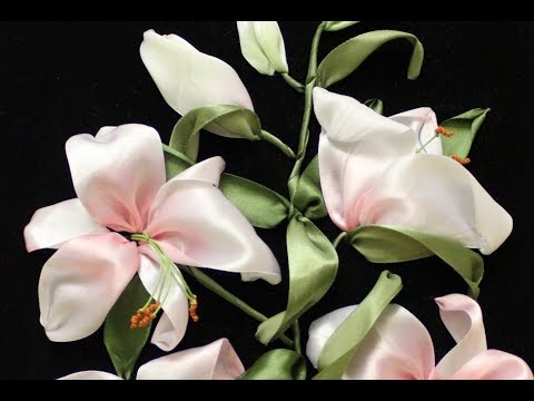 Видеоуроки вышивка лентами лилии