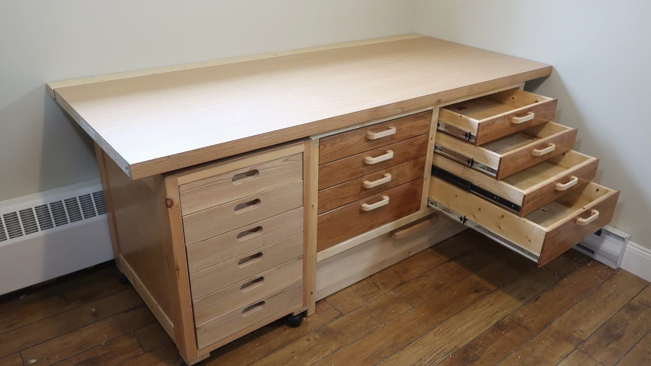 Building A Workbench With Lots Of Drawers Youtube