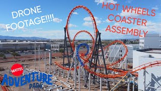 HOTWHEELS ROLLER COASTER ASSEMBLY FROM THE AIR Mattel Adventure Park Construction Update 8