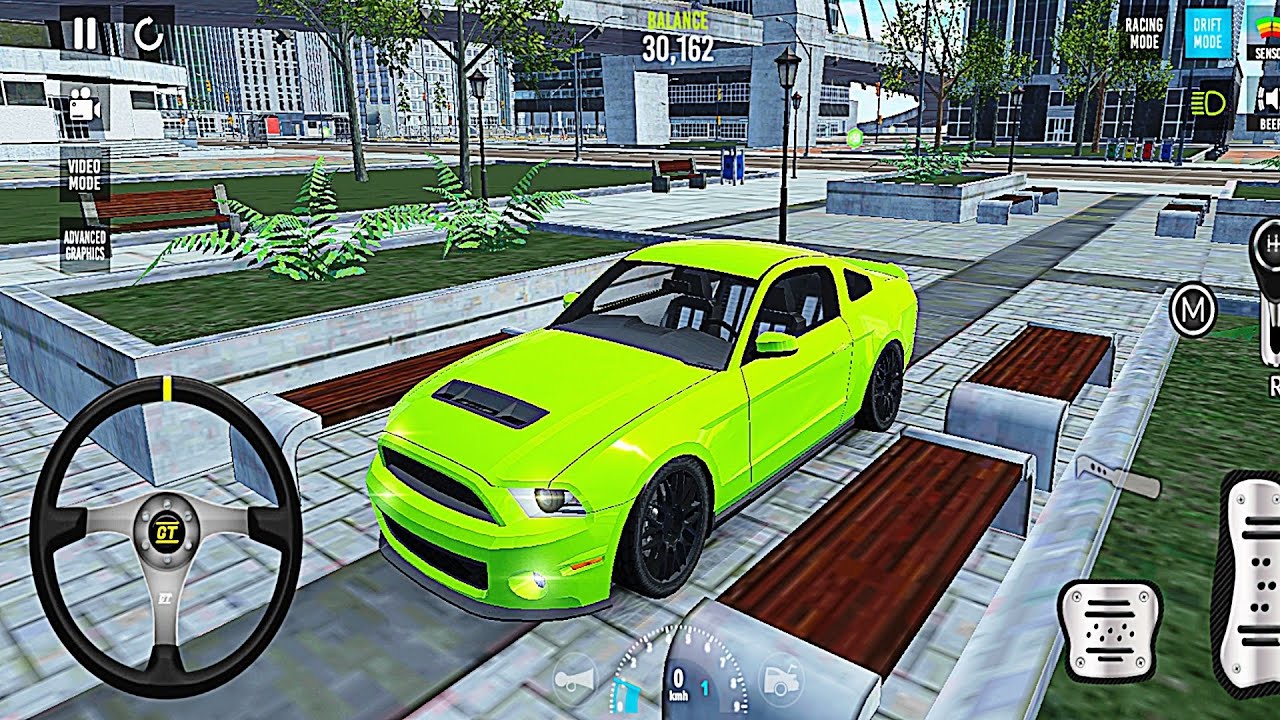 Lime Green Mustang GT 🚔Car Parking 3D Simulator 🔥City Traffic on