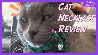 Cat wears a green bow tie (Necklace Review)