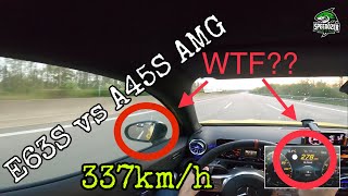 AMG A45S team meeting E63S GAD on German Autobahn top speed fly by