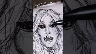 Drawing a Gothic Vampire 🧛🏻‍♀️🖤 Spooky original art in progress! #GothicArt #VampireArt #darkart