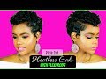 Heatless Curls on Relaxed Short Hair | Pixie Cut | Flexi Rods | Hair Tutorial | Leann DuBois