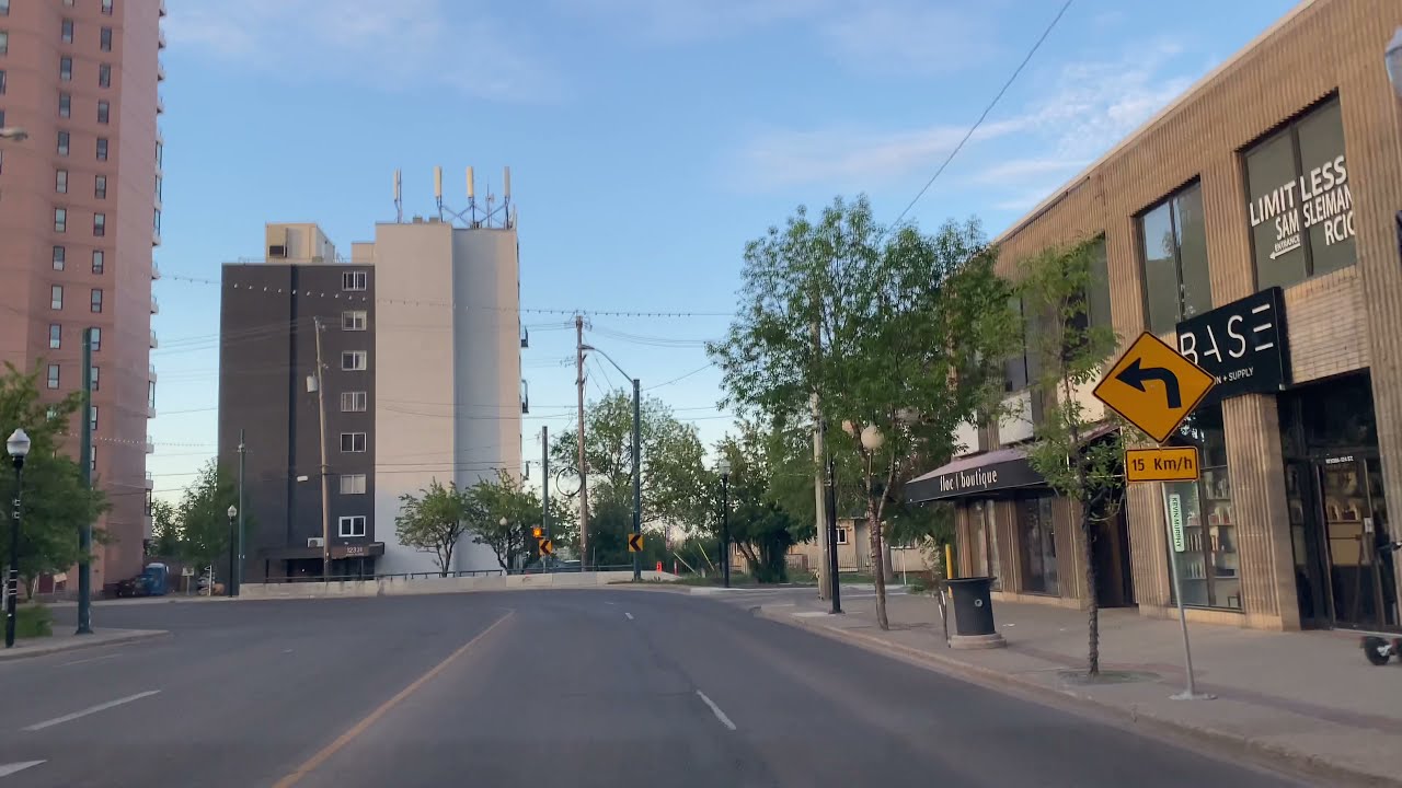 DRIVING EDMONTON ALBERTA  JASPER AVENUE,  109 STREET,  97 AVENUE