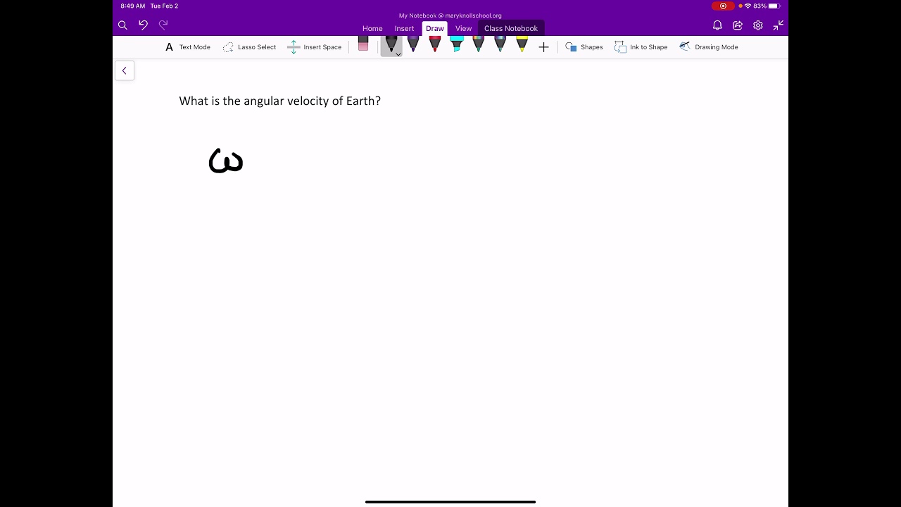 Angular velocity of the earth