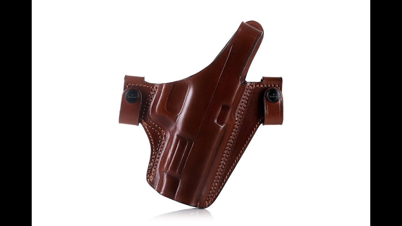 Product video Easy on Pancake Style OWB Leather Holster with Thumb Break