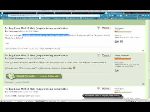 solved problem loading OAFIID MATE mintMenu Linux Mint 13