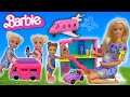 Barbie doll family toddler playdate and donut shop story