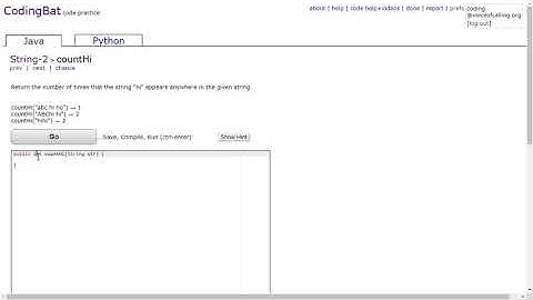 String-2 (countHi) Java Tutorial || Codingbat.com
