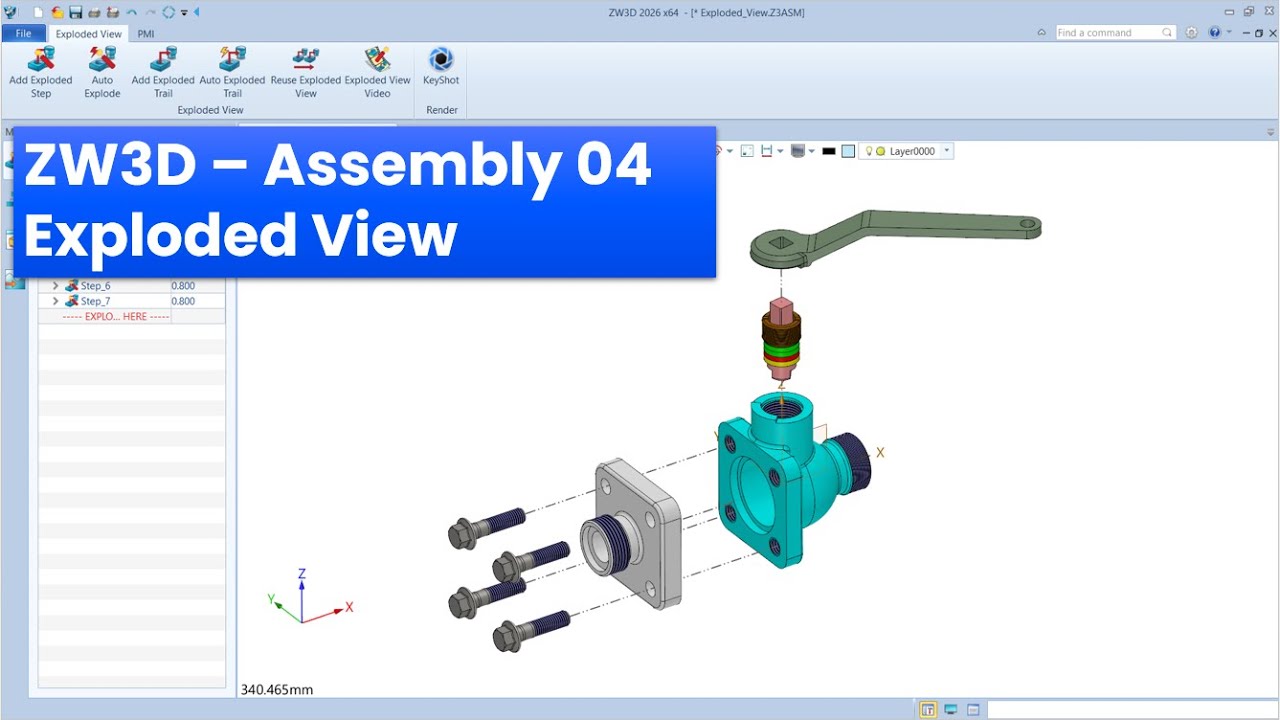ZW3D - Assembly 04 - Exploded View - YouTube