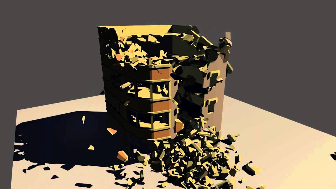 Building demolition: VolumeBreaker and Rayfire test-02