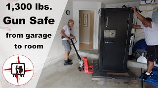 MOVING AND INSTALLING A 1,289 LBS. STURDY GUN SAFE FROM GARAGE TO ROOM