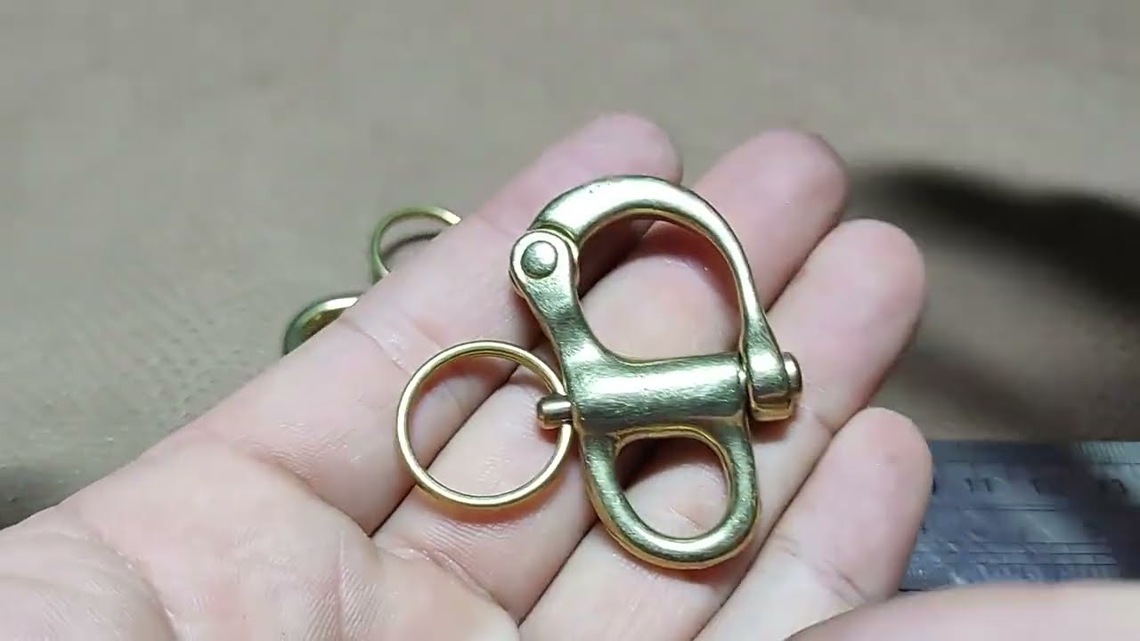 Brass Sweden Nautical Snap Pull Lock Carabiner Hook Shackle Key Chain Split Fob