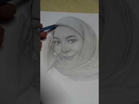 Cara paling mudah menggambar wajah mulus cewek jilbab,perempuan berhijab #shortsvideo #shorts