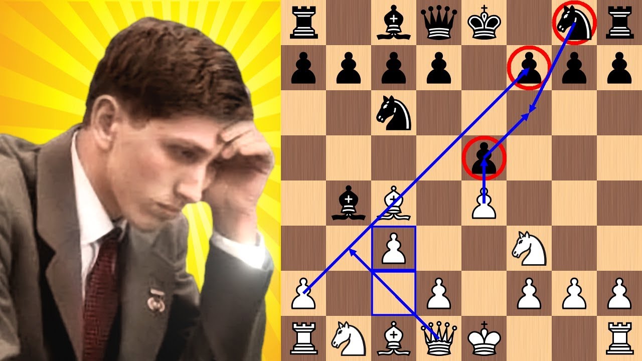 Bobby Fischer manda o Gambito Evans contra Reuben Fine 