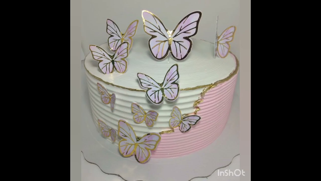 Como usar pó dourado na decoração de um bolo/Bolo com topo de borboletas!