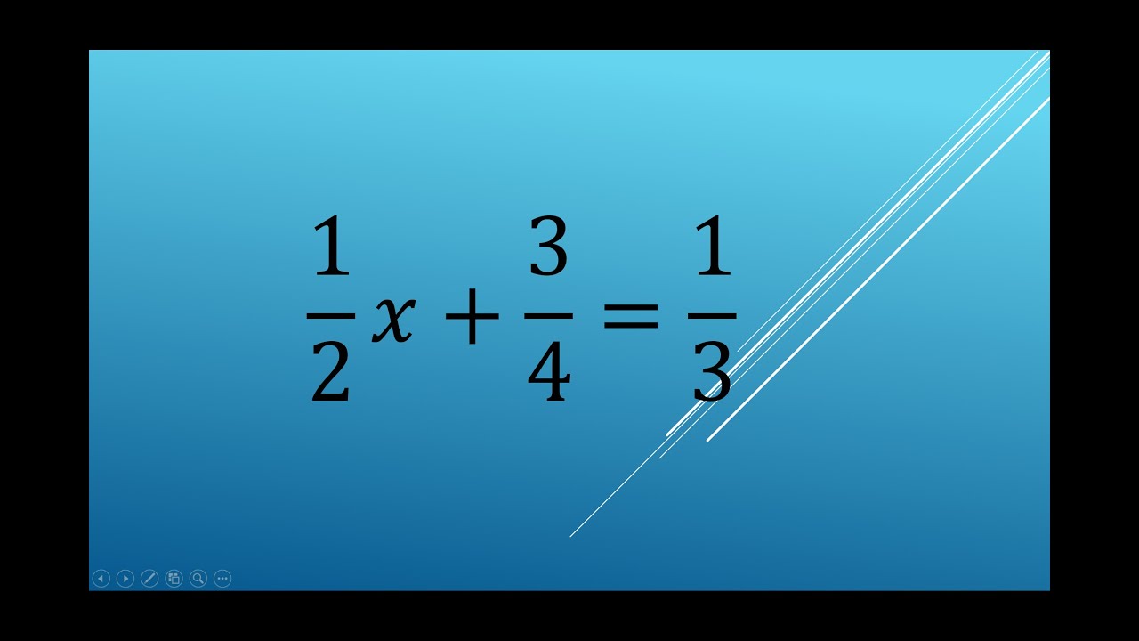 Algebra- linear equations with fractions problem #1 - YouTube