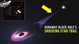 Lost in Space: Hubble Captures Runaway Black Hole Creating Stunning Star Trail Resimi