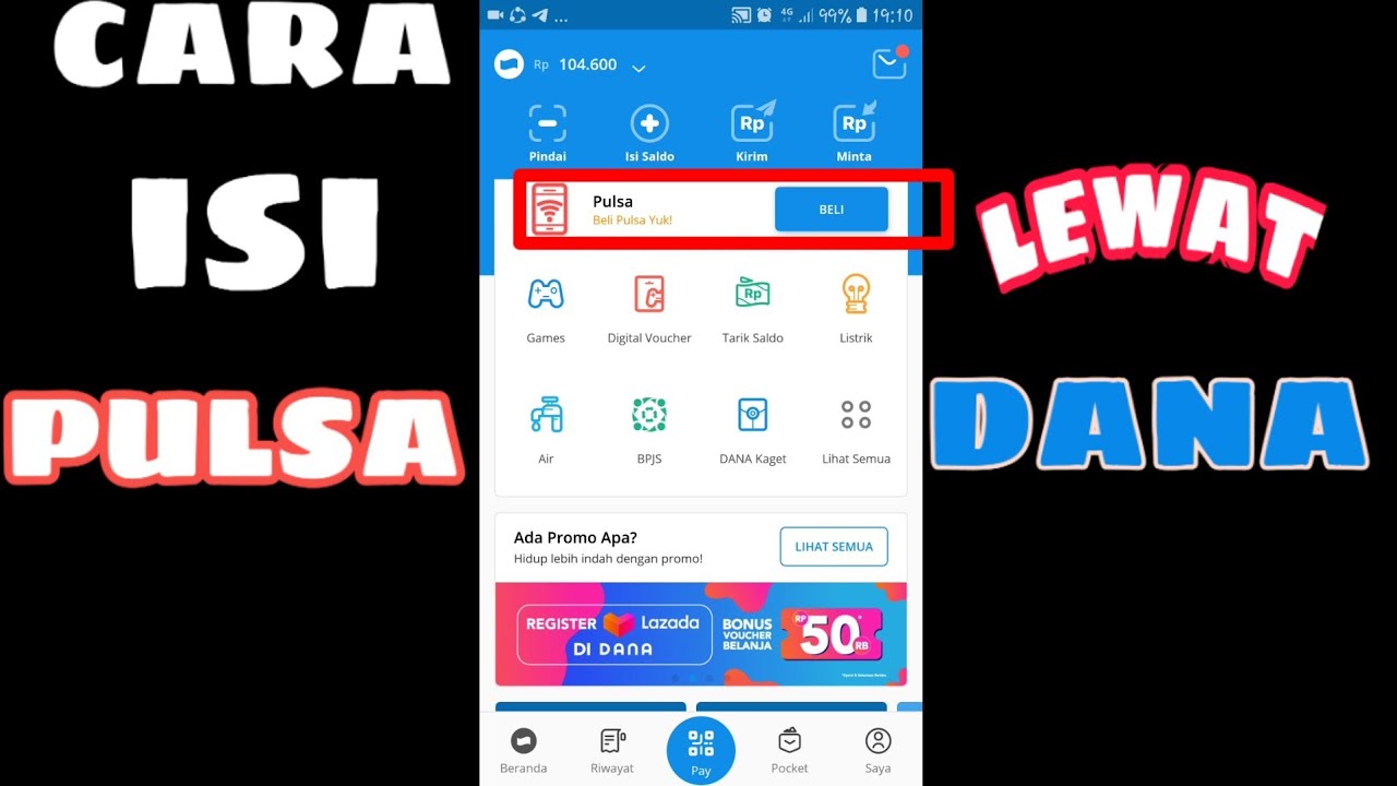 Cara isi pulsa di Aplikasi DANA 