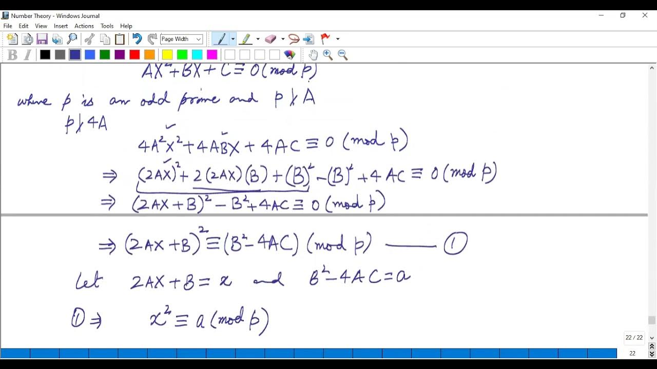 Topics in Number Theory Quadratic Congruences Quadratic Residue/non