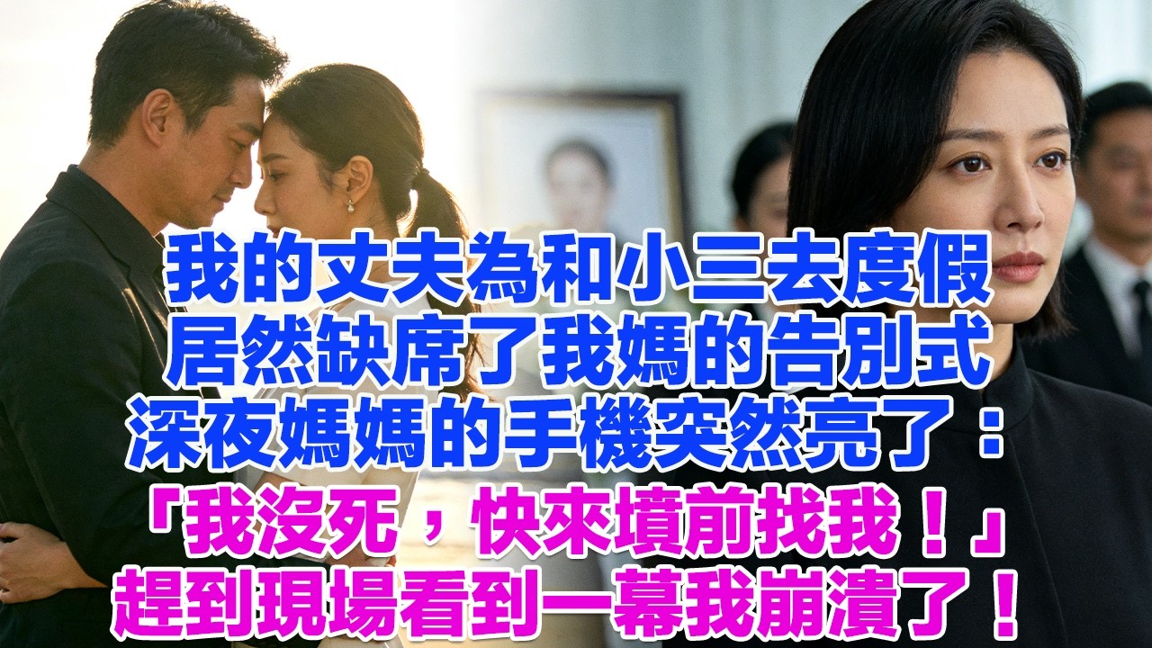我的丈夫為和小三去度假，居然缺席了我媽的告別式，深夜媽媽的手機突然亮了：「我沒死，快來墳前找我！」趕到現場看到一幕我崩潰了！