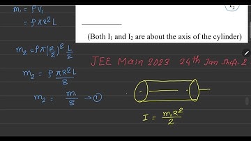 A uniform solid cylinder with radius R and length L has moment of inertia I1, about the axis of cyl